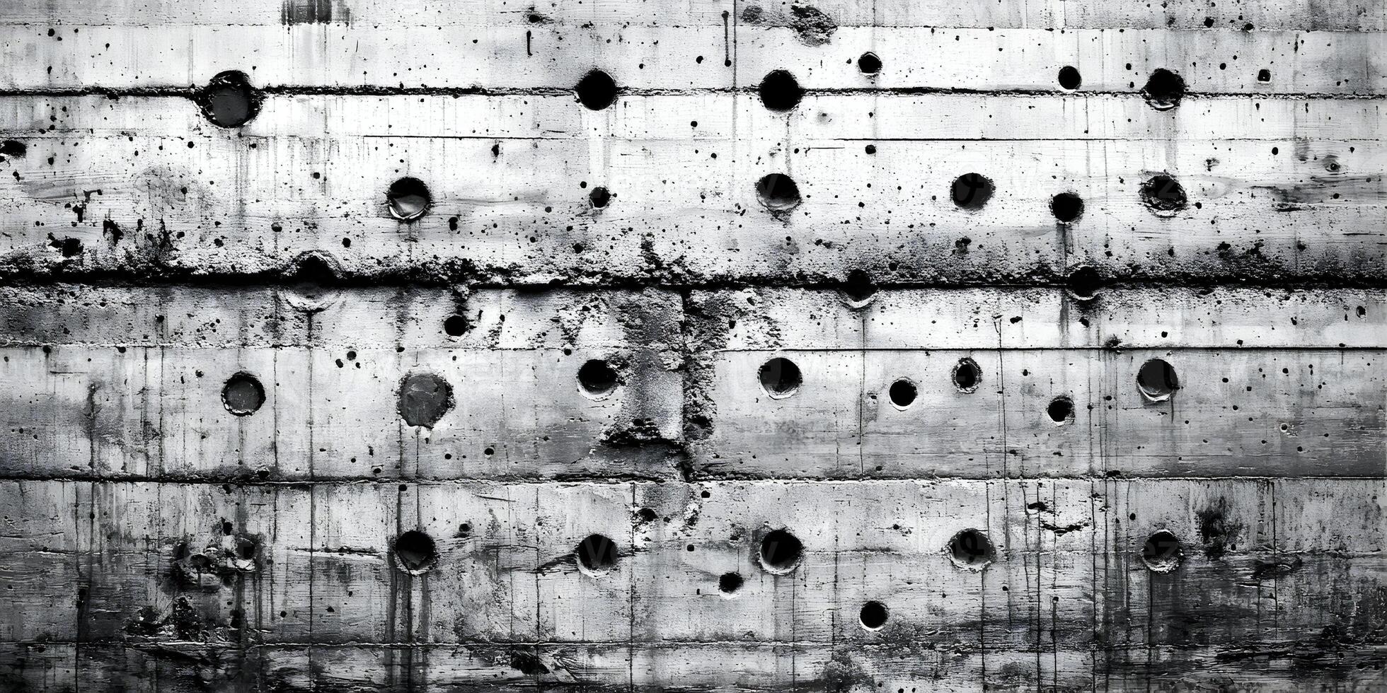 Grey Concrete Wall with Bullet Holes Grunge Texture Background photo