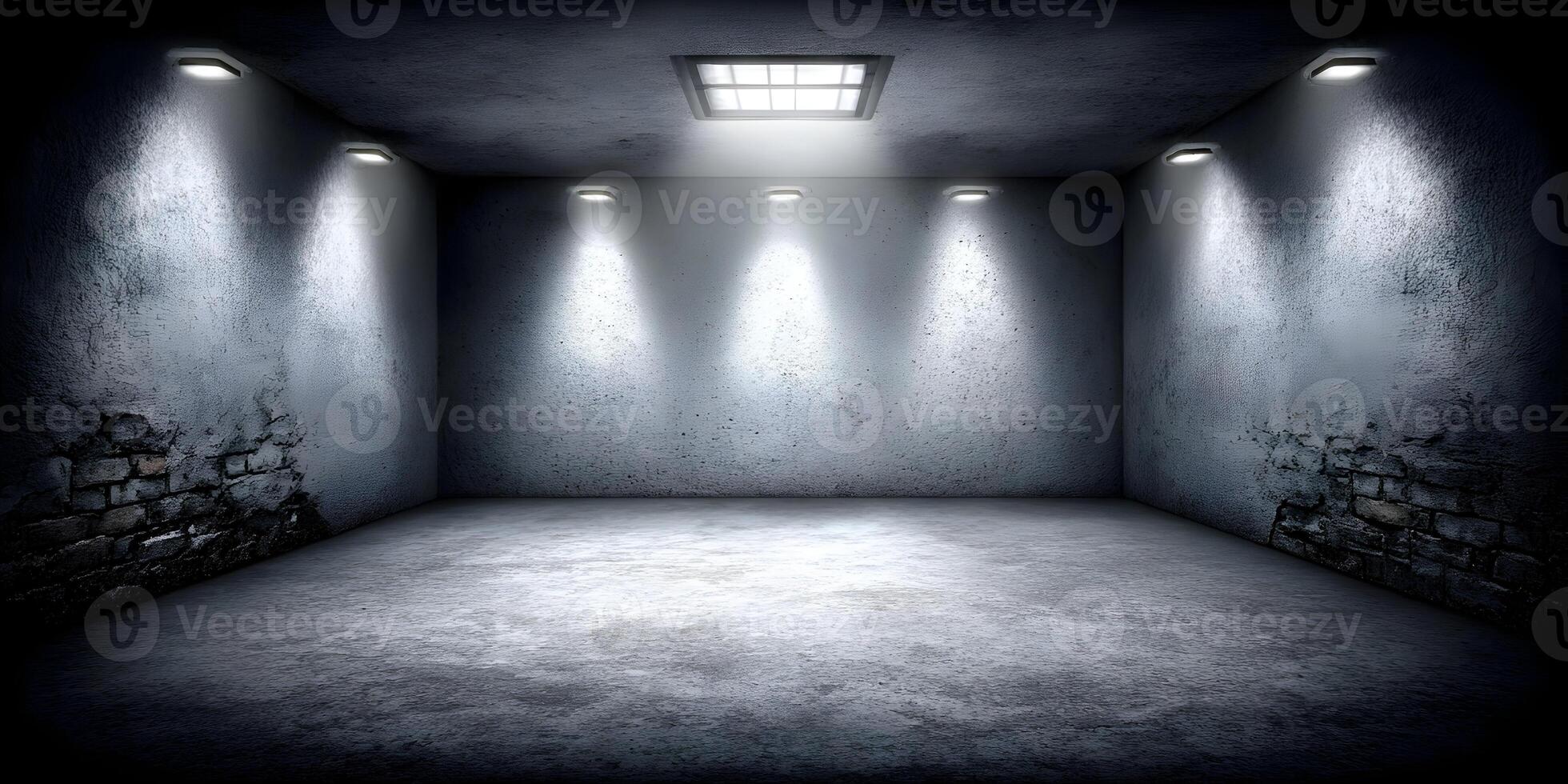 Dark Room Concrete Wall Grunge Background Interior Empty Space Lighting photo