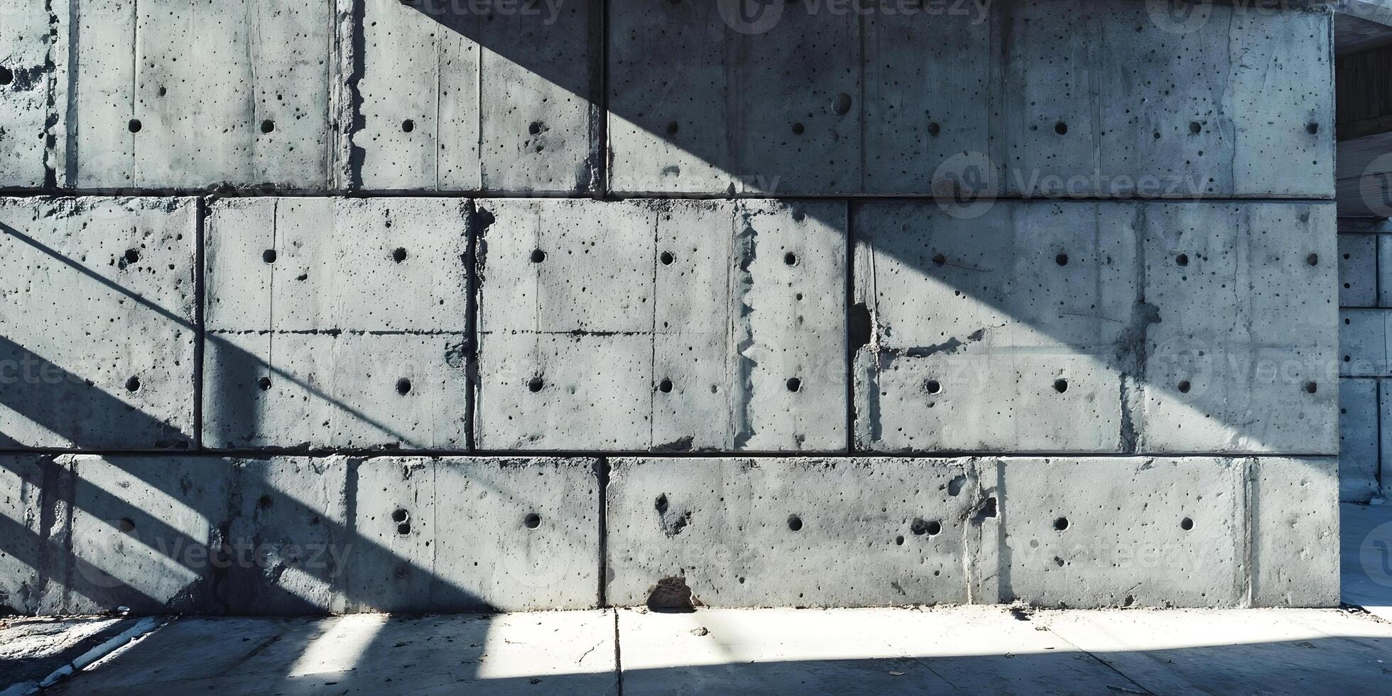 Grey Concrete Wall Texture Background Sunlit Panels Building Exterior photo