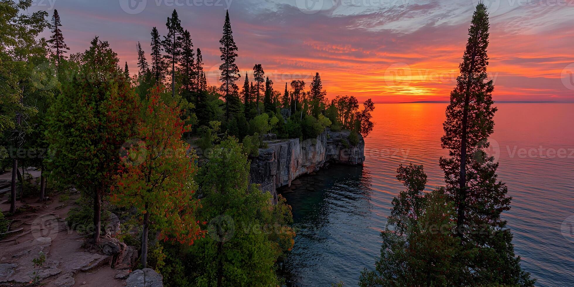 Lake Superior Sunset Cliffs Autumn Trees Landscape photo