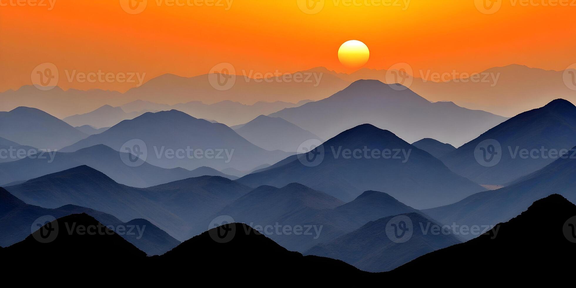 Sunset over Blue Mountains Layers Landscape Scenery photo
