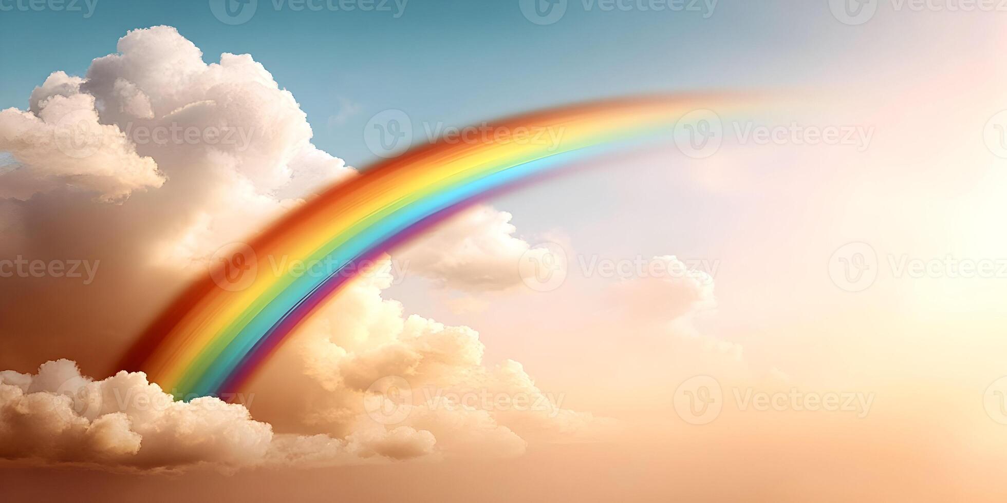 Rainbow in Cloudy Sky Beautiful Nature Scene photo