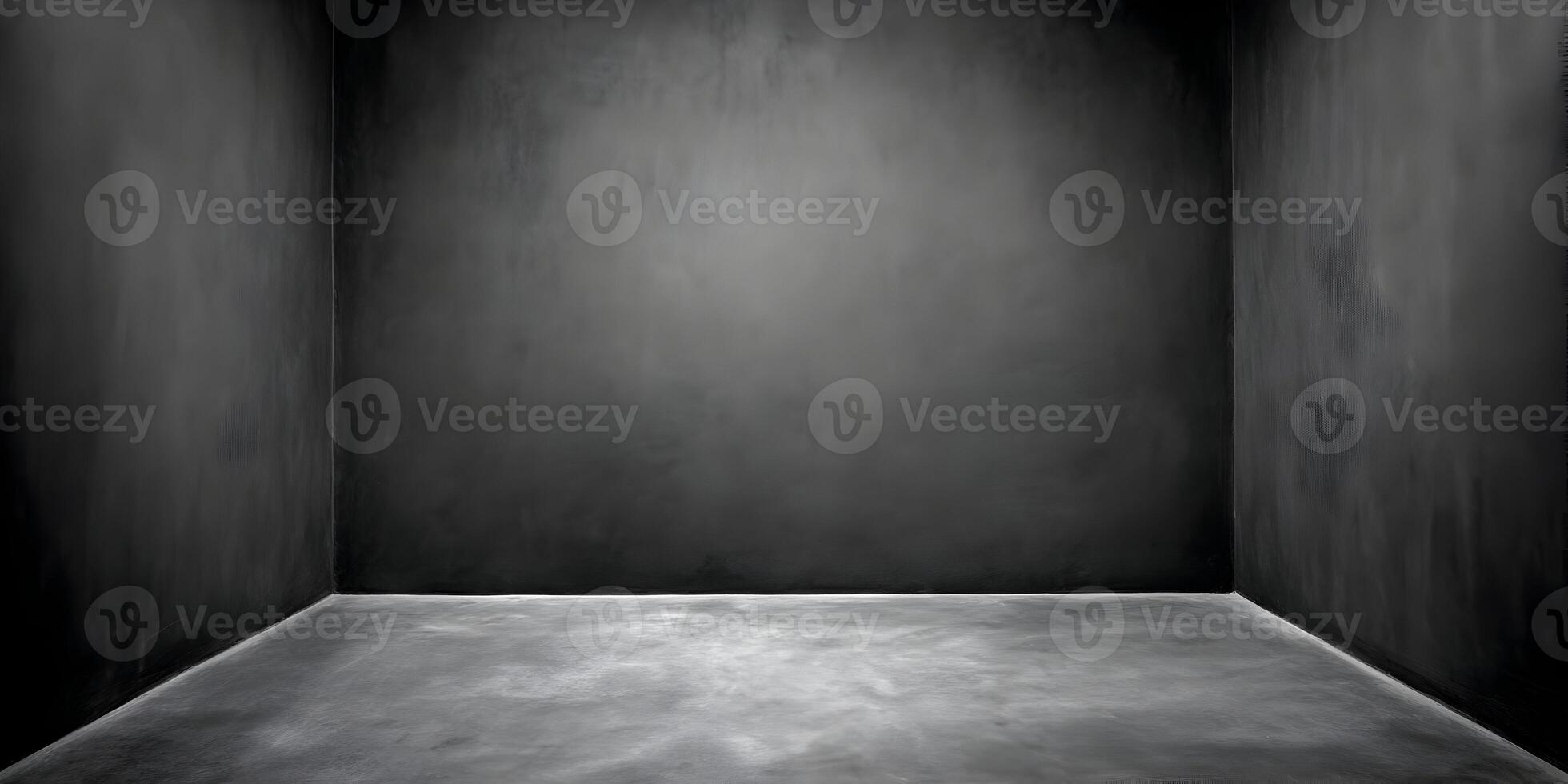 Dark Grey Room Corner Concrete Floor Empty Space Interior Design Mockup photo