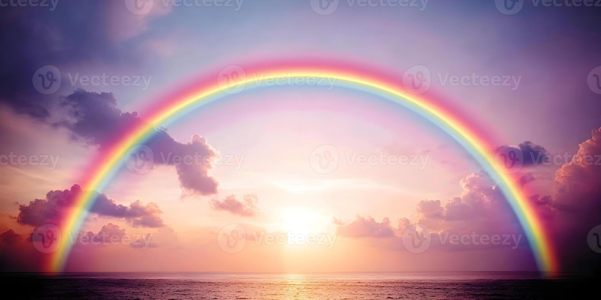 Ocean Sunset Rainbow Landscape Colorful Sky Cloudscape photo