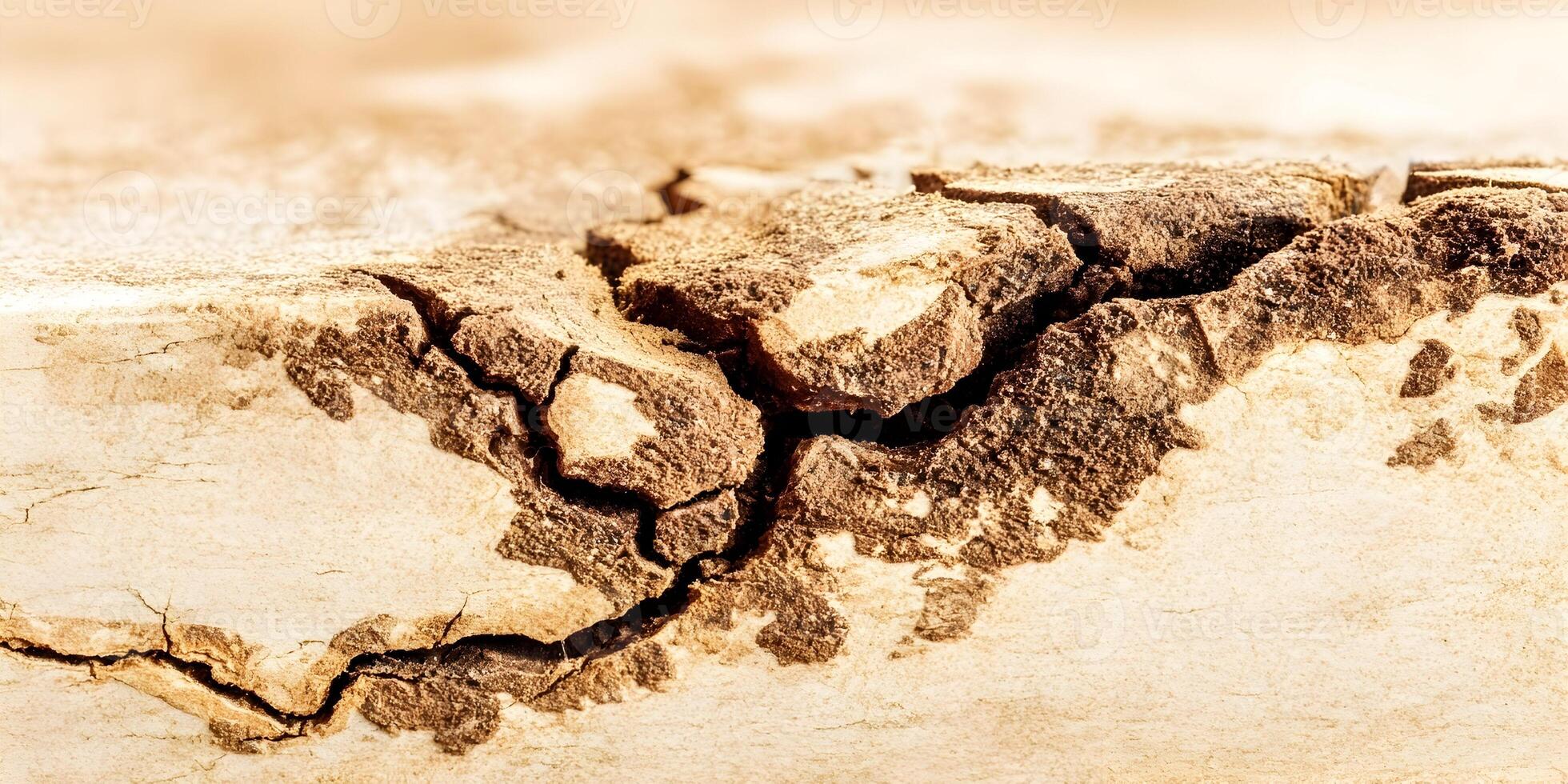 Closeup Detailed Cracked Brown Beige Dry Wood Texture photo