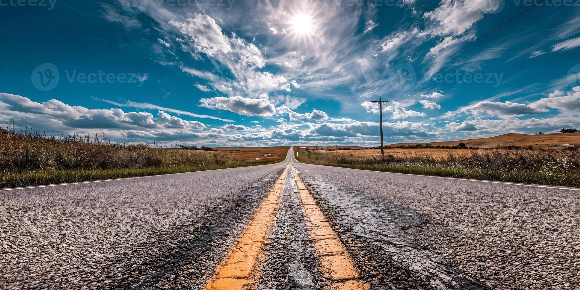 Asphalt Road Countryside Landscape Sunny Day Scenic Route Summer photo