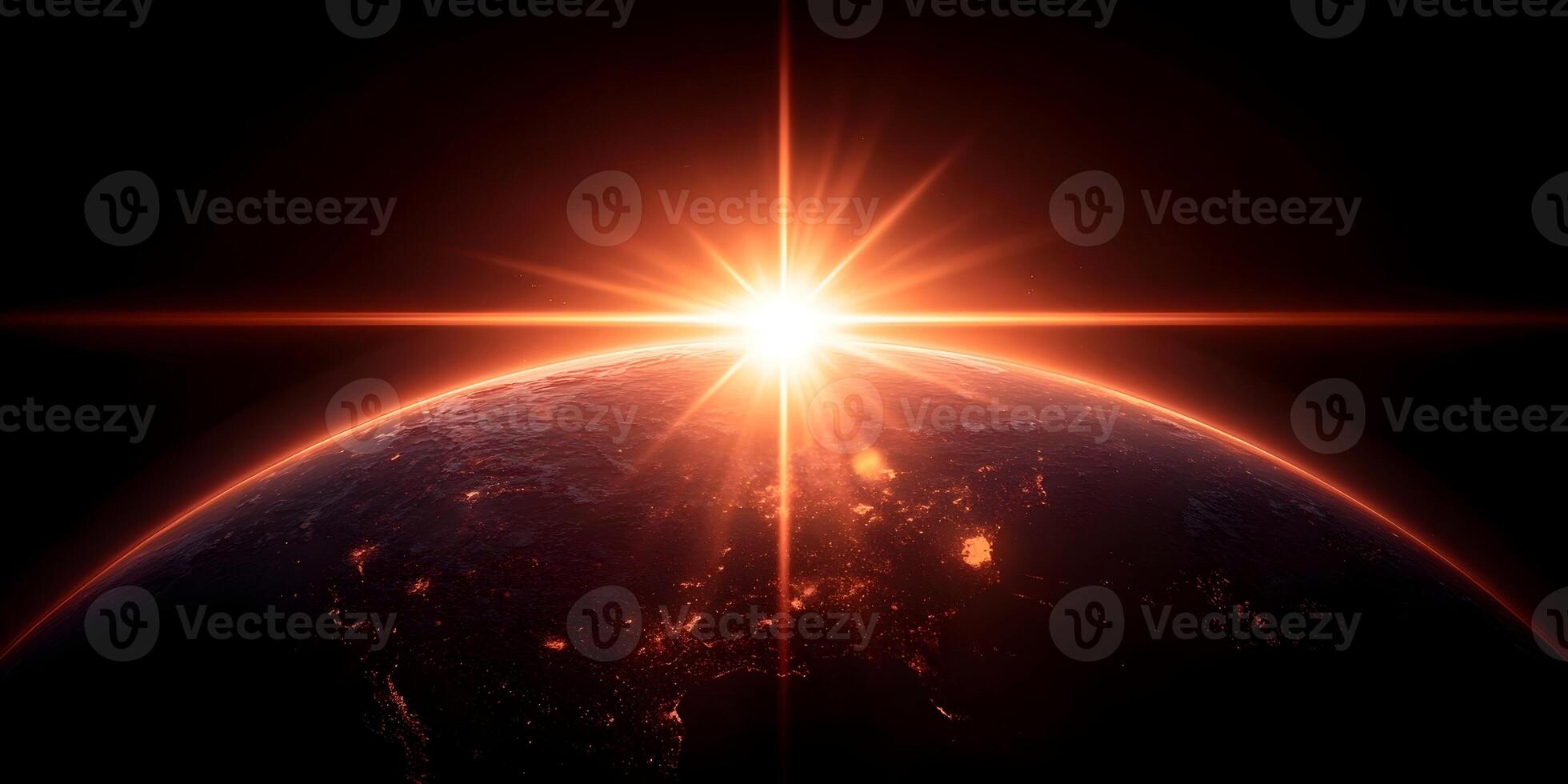 Earth Sunrise Space Orange Glow Planet Sun Rays Light photo
