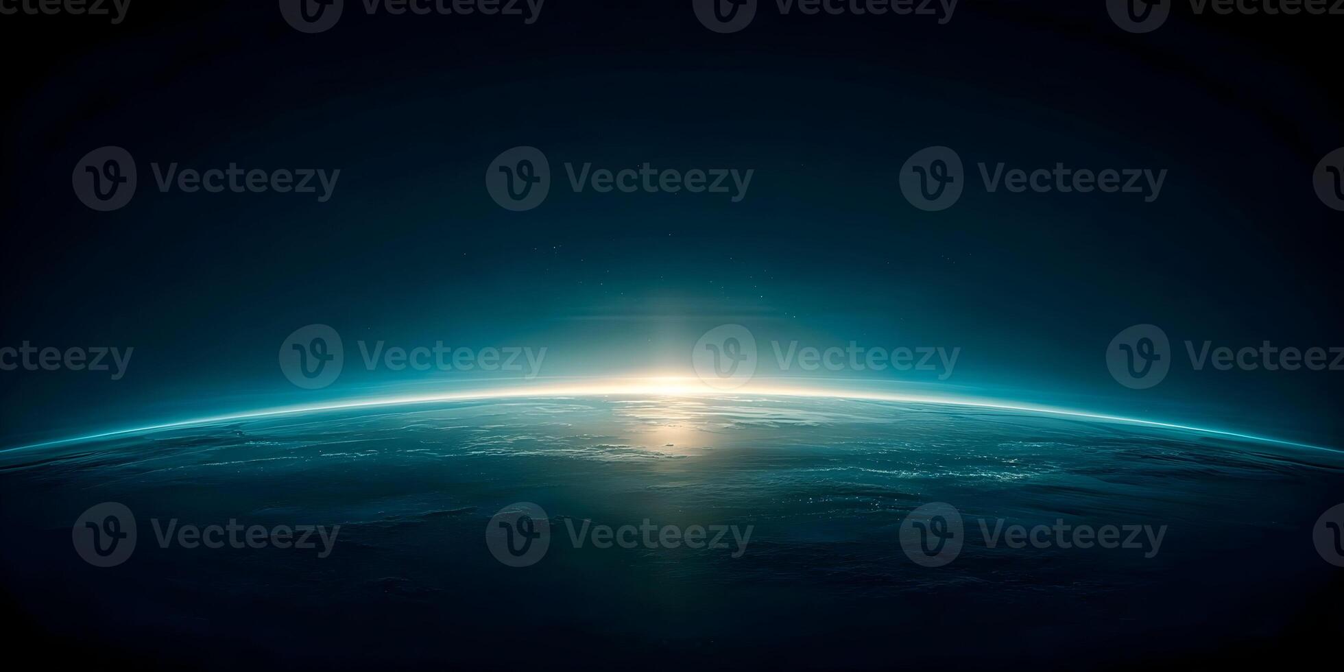 the earth is seen from space with the sun rising photo