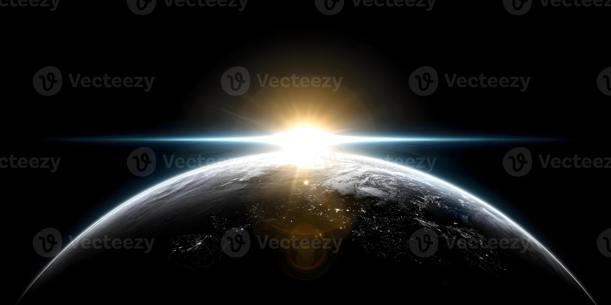 Earth Sunrise Space Planet Global View Shining Sun Light Rays photo