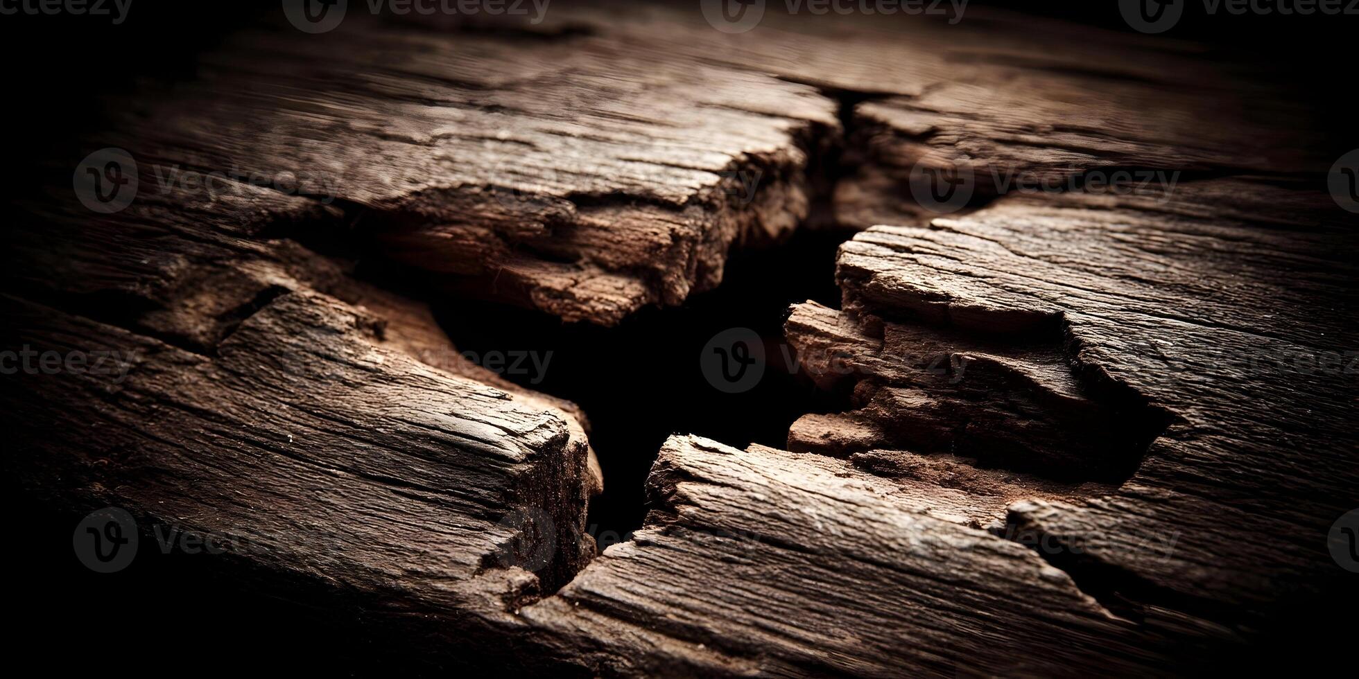 Dark Brown Cracked Wood Texture Detailed Closeup Grunge Wooden Background photo