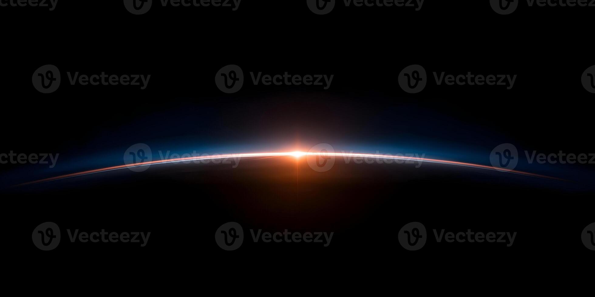 Earth Sunrise from Space Orange and Blue Horizon photo