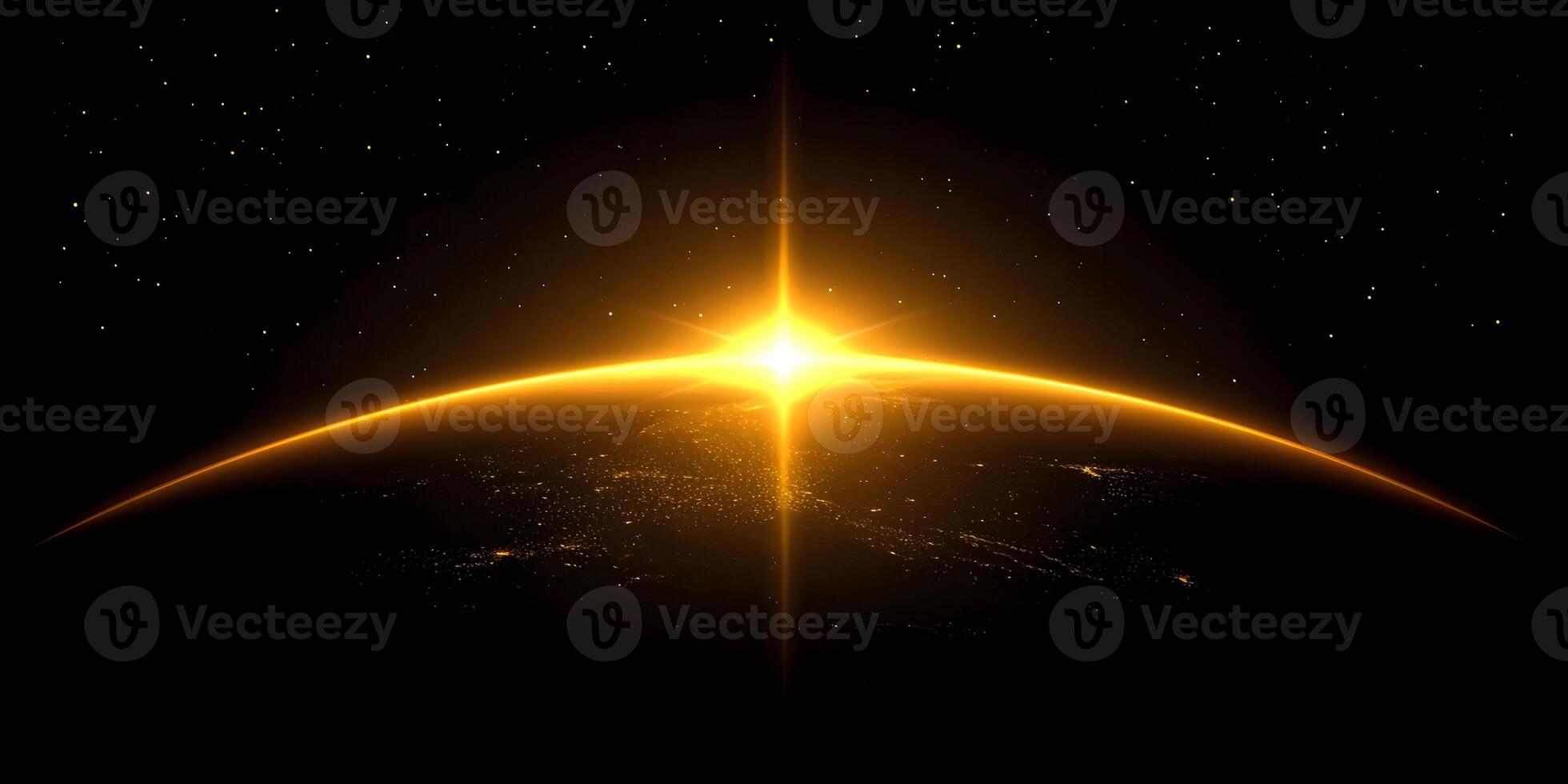 the sun is shining over the earth in this image photo