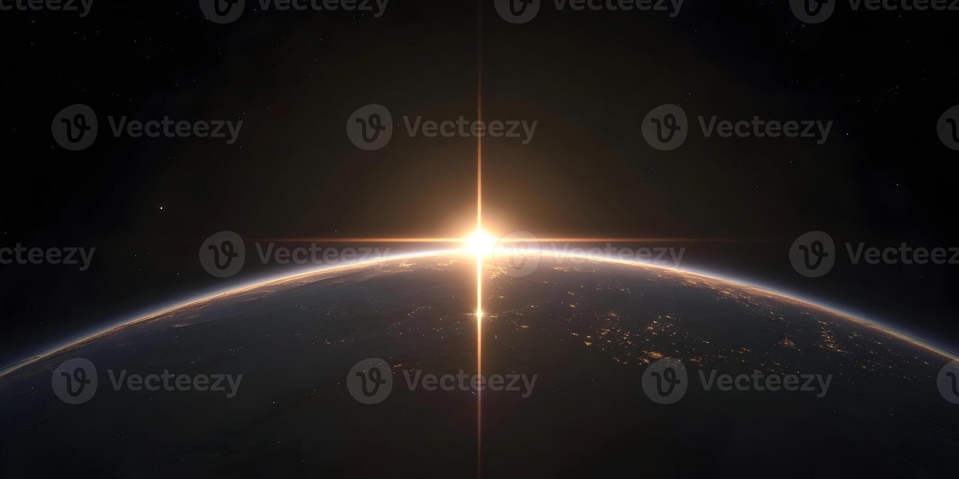 Earth Sunrise Space View Stunning Planet Sunlight Rays photo