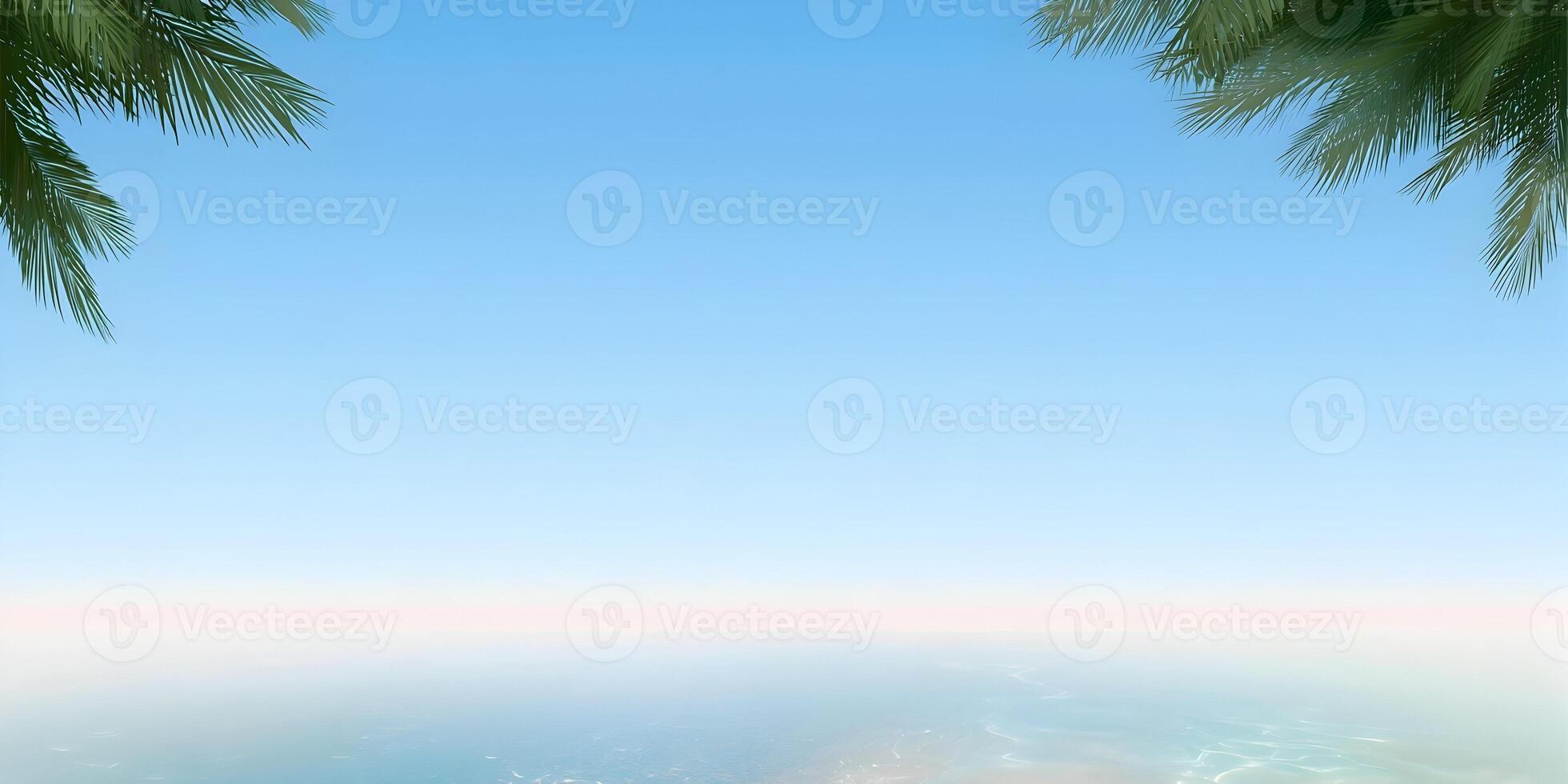 Tropical Summer Background Palm Trees Ocean Sky Scene photo