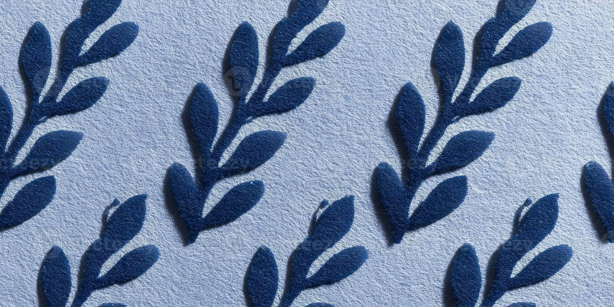 Blue Floral Branch Pattern Embossed Texture Background photo
