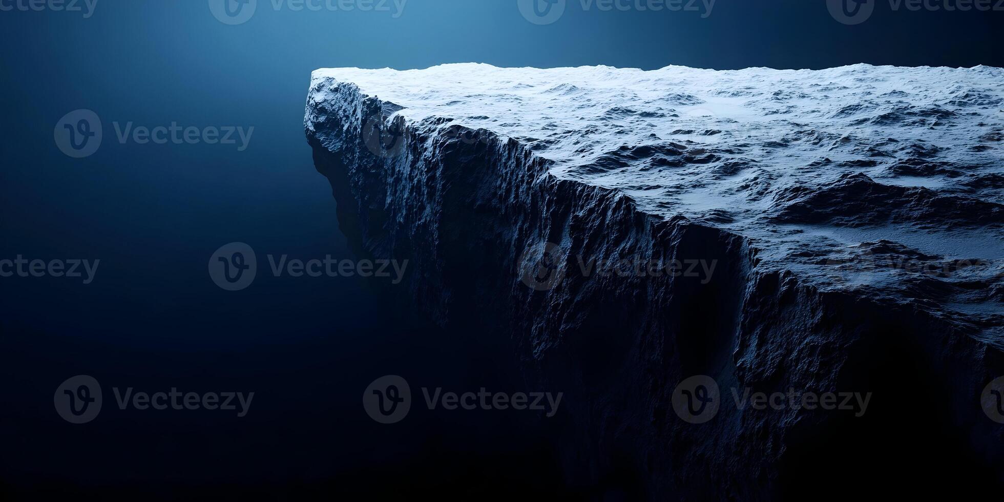 Dark Blue Rocky Clifftop Landscape Illustration photo