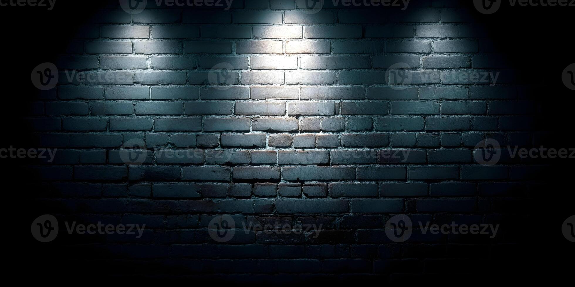 Dark Brick Wall Texture Three Light Spots Background photo