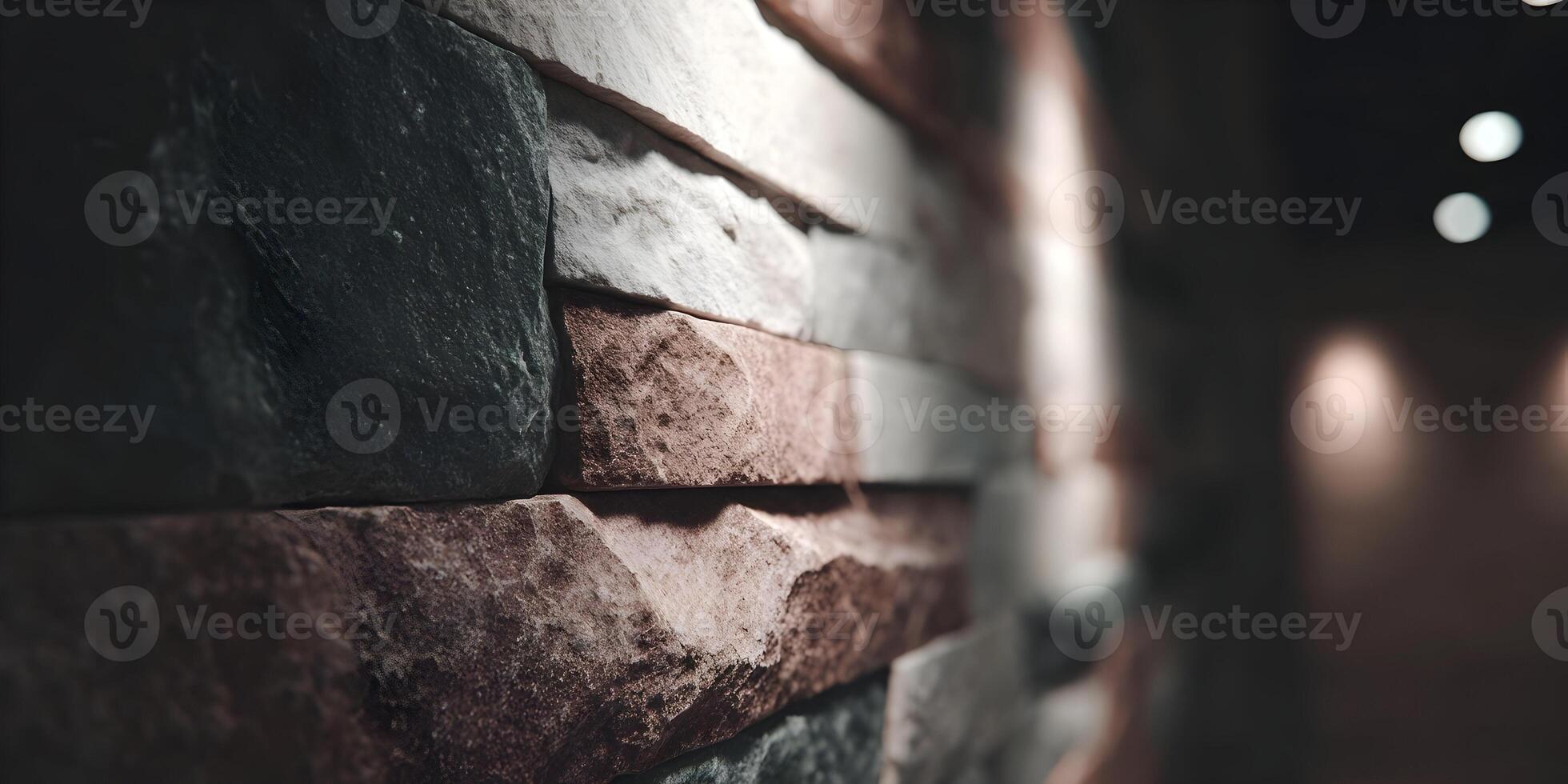 Closeup Brown Grey White Stone Brick Wall Texture photo