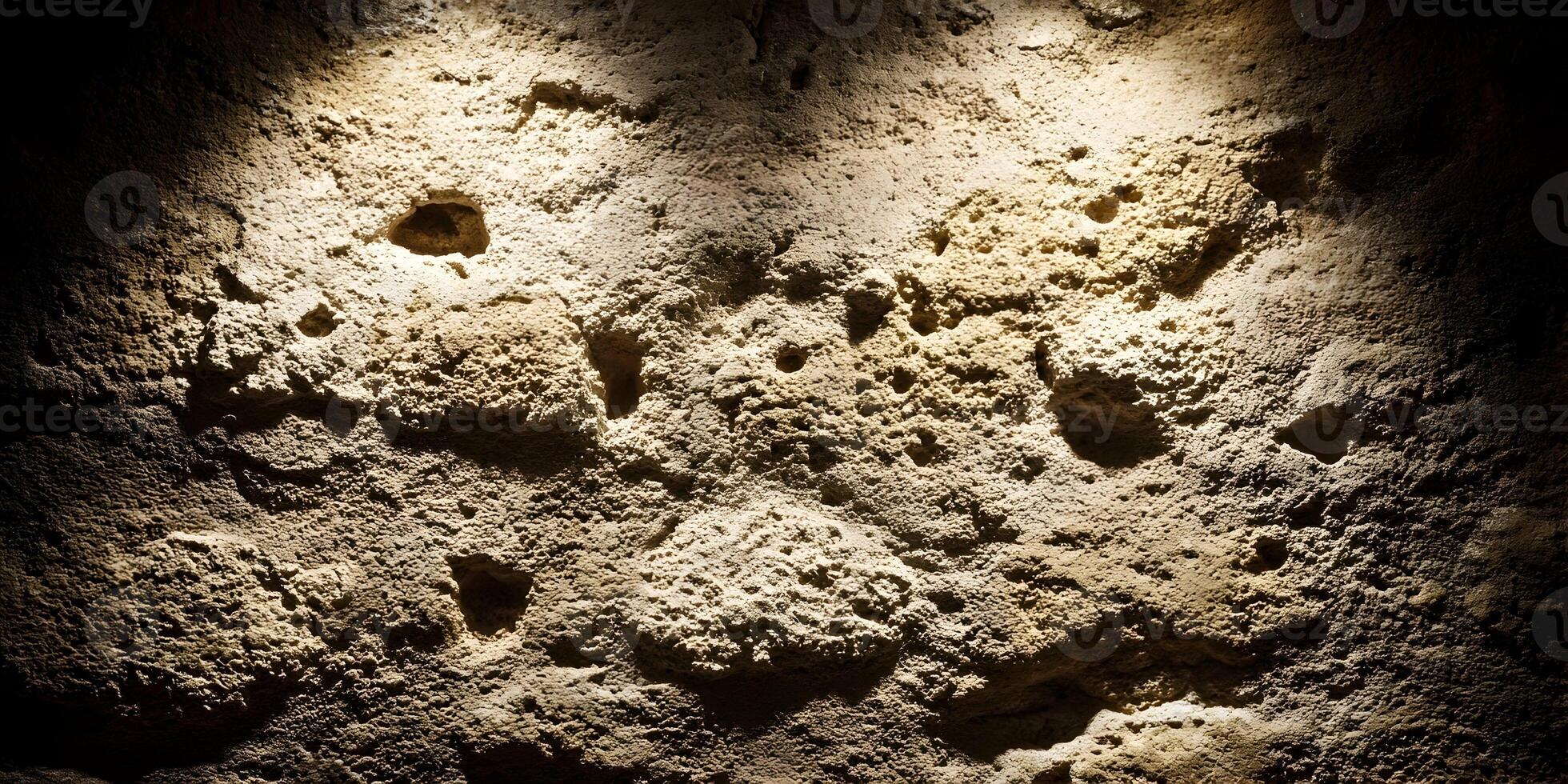 Rough Beige Stone Wall Texture Background Illuminated Spots photo