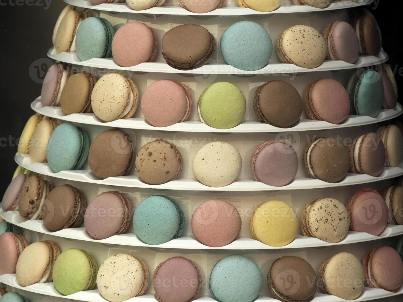 Tasty macaroons many flavours detail photo
