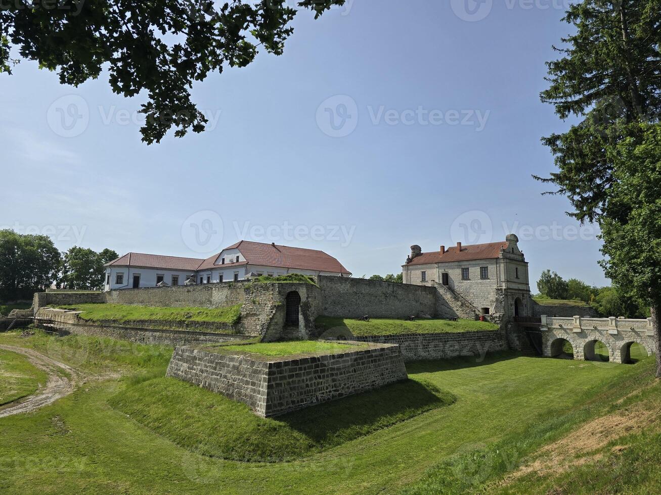 Panorama Zbarazh Castle on a Sunny Summer Day in Ternopil Region, Ukraine. Perfect for post cards, background photo