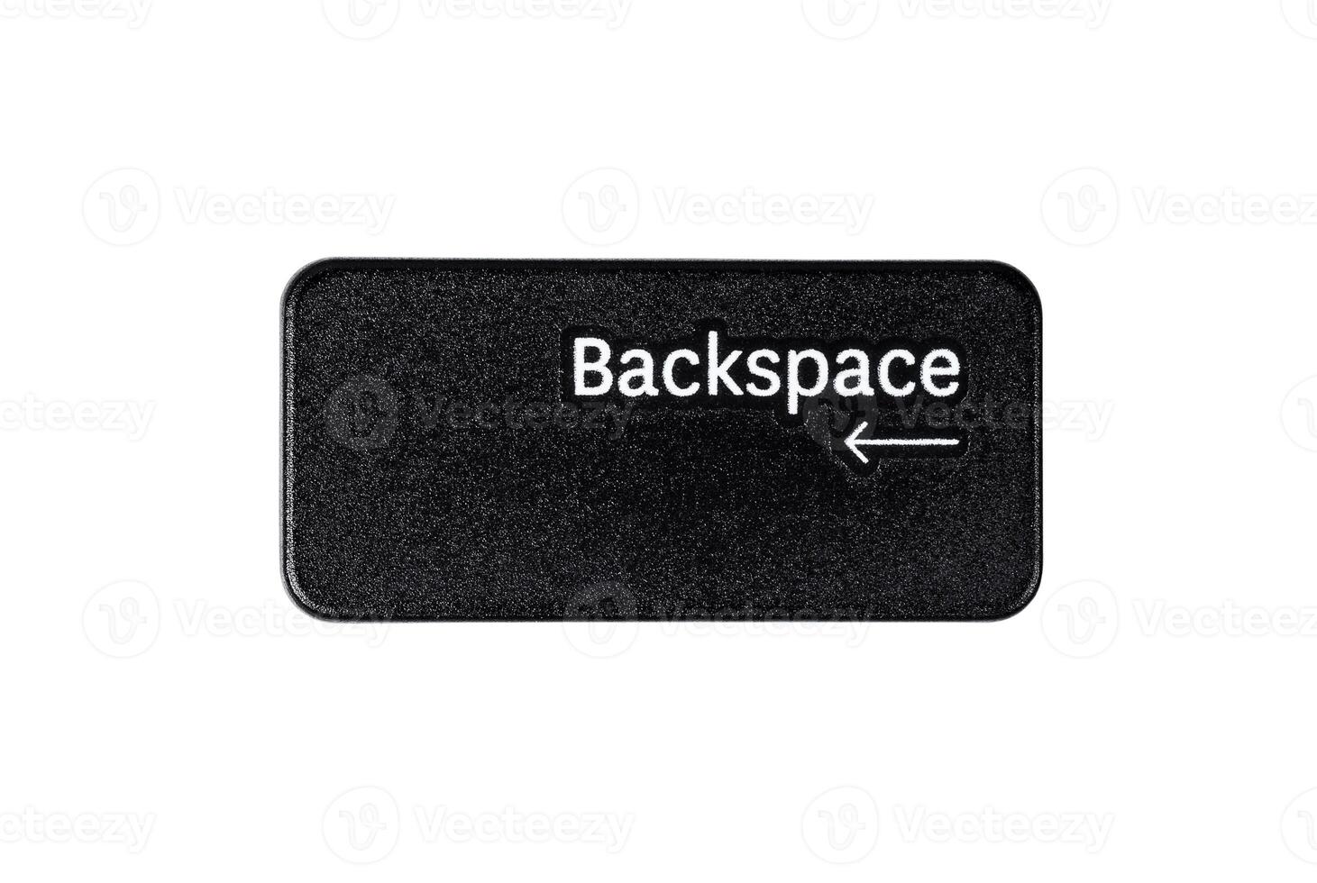 Black backspace button closeup on white background photo