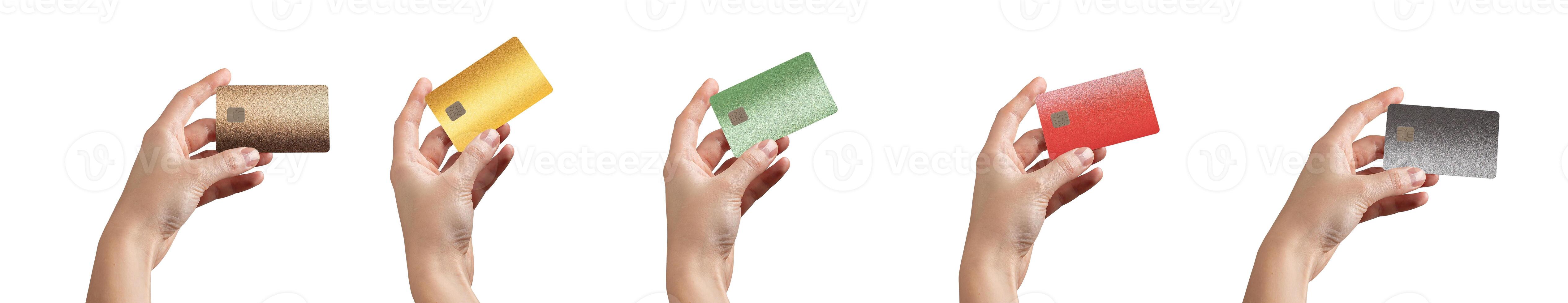 Hand holding a sleek, glossy bank card, showing modern design for cashless transactions. Finger photo