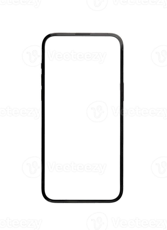 Blank smartphone screen mockup, showcasing a clean, simple design. Isolated on white background, photo
