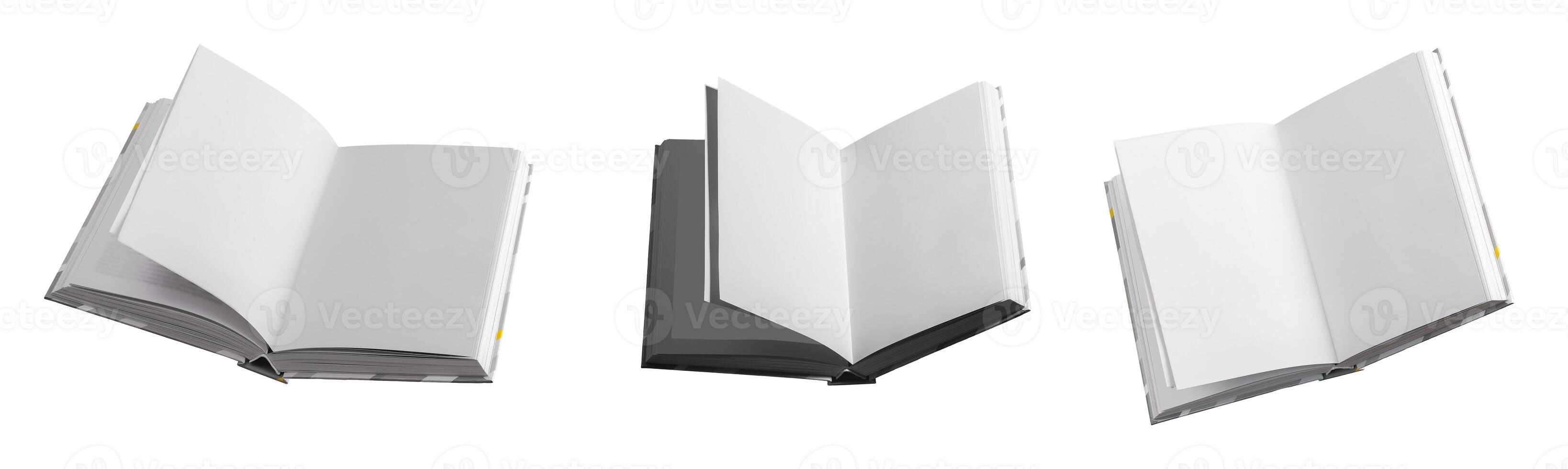 Open book with blank pages, isolated on a white background. Perfect for concepts of education, photo