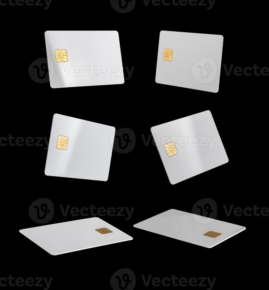 Bank card mockup collection with different angles and perspectives. Credit and debit cards, photo