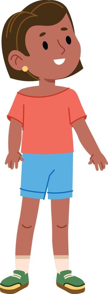 Smiling Child Girl in Casual Outfit vector