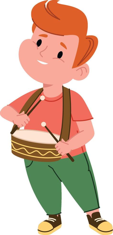 Boy Playing Drum Cheerfully vector