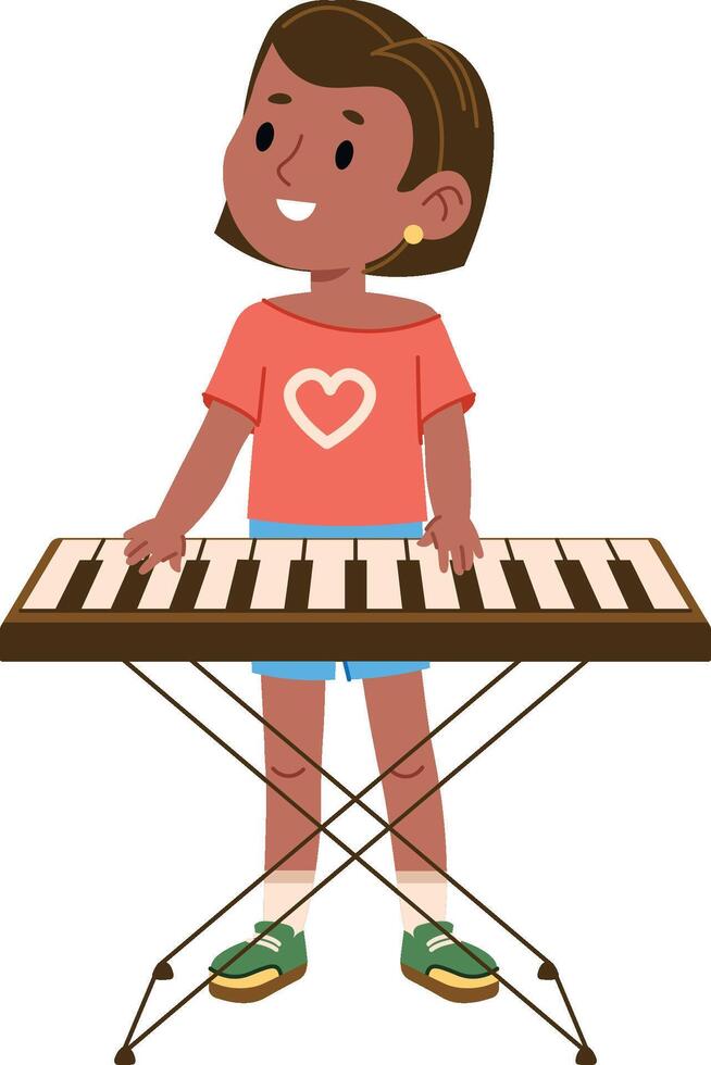 Girl Playing Synthesizer vector