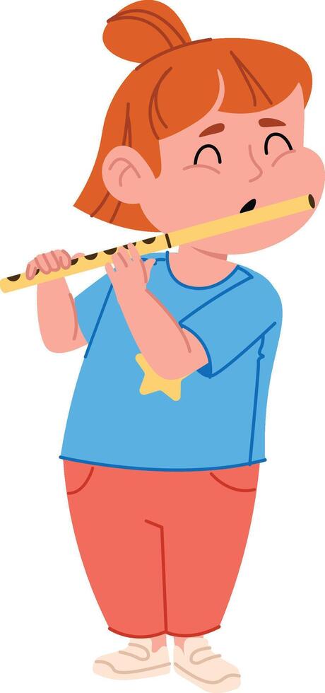 Child Playing Flute vector