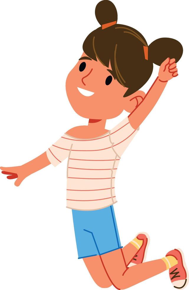 Joyful Girl Jumping in Air vector
