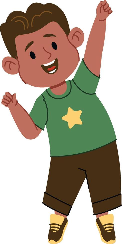 Happy Boy With Hand Up vector