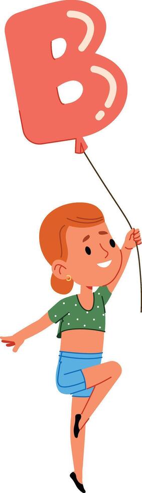 Child with B Letter Balloon vector
