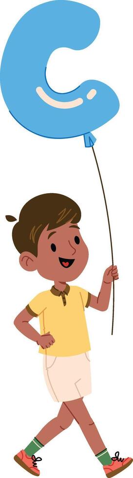 Boy with C Letter Balloon vector