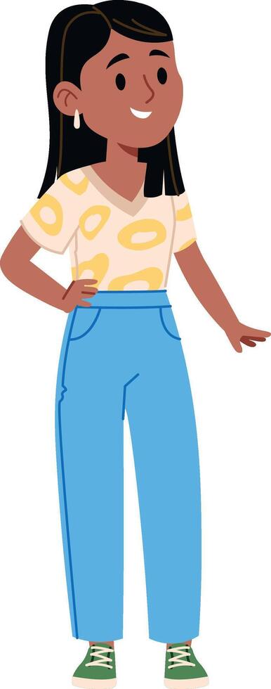 Smiling Woman in Casual Outfit vector
