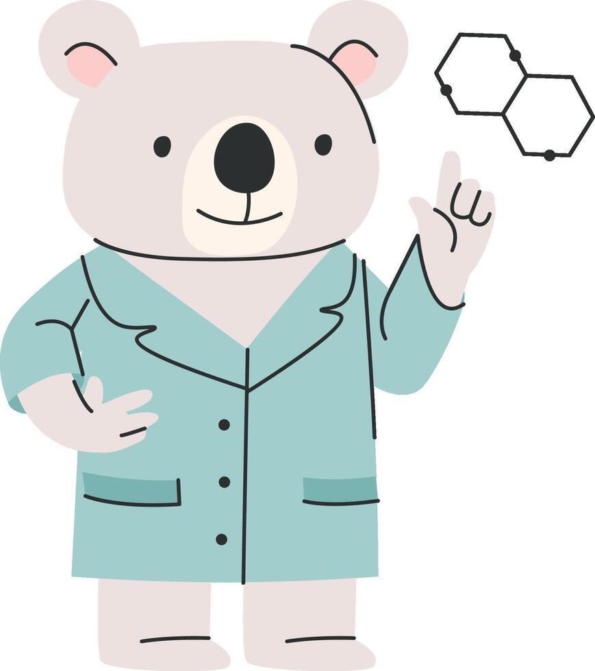 Bear Scientist with Molecule Diagram vector