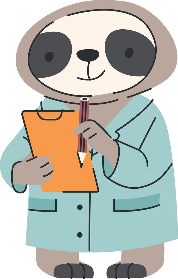 Sloth Doctor with Clipboard vector