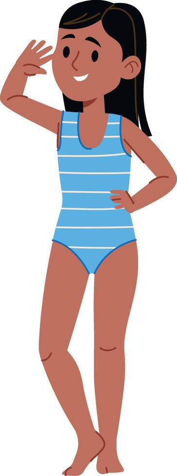 Girl in Striped Swimsuit vector