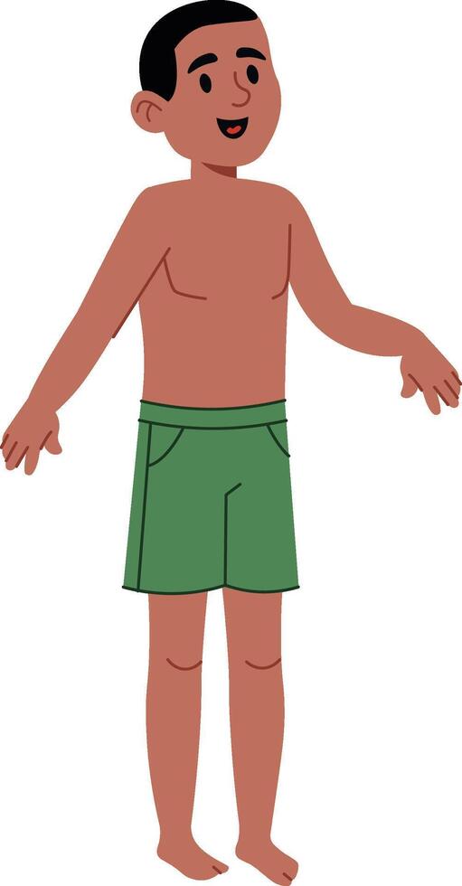 Smiling Boy in Swim Shorts vector