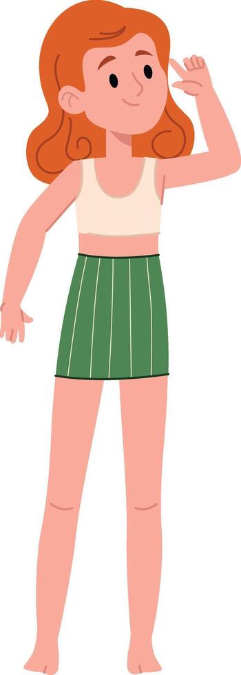 Smiling Happy Girl with Red Hair vector