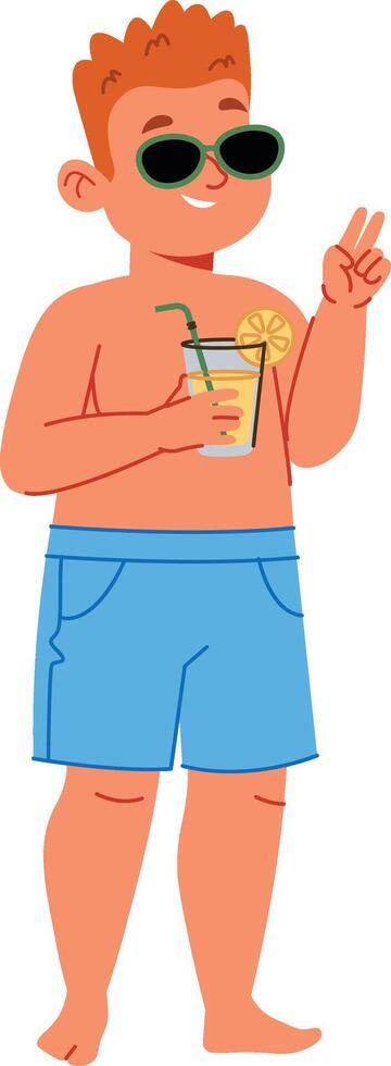 Boy Enjoying Summer Drink vector