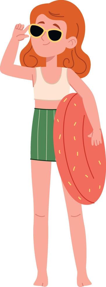 Girl with Sunglasses and Float vector