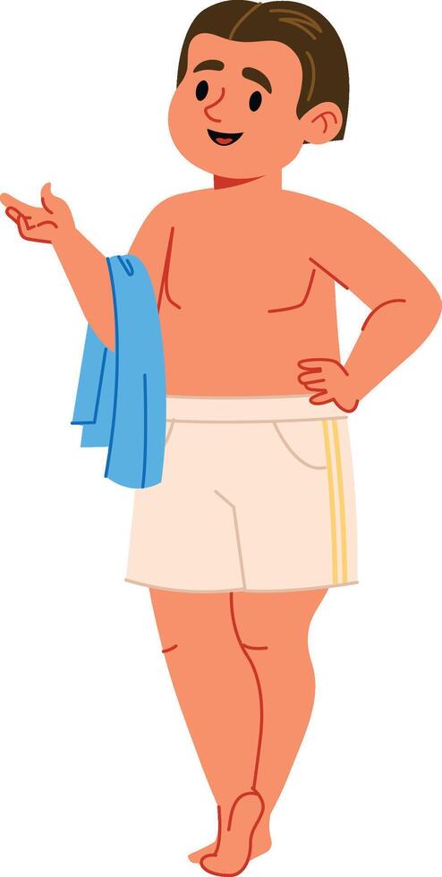 Man in Swim Shorts Relaxing vector