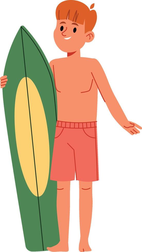 Surfer Boy Holding a Surfboard vector