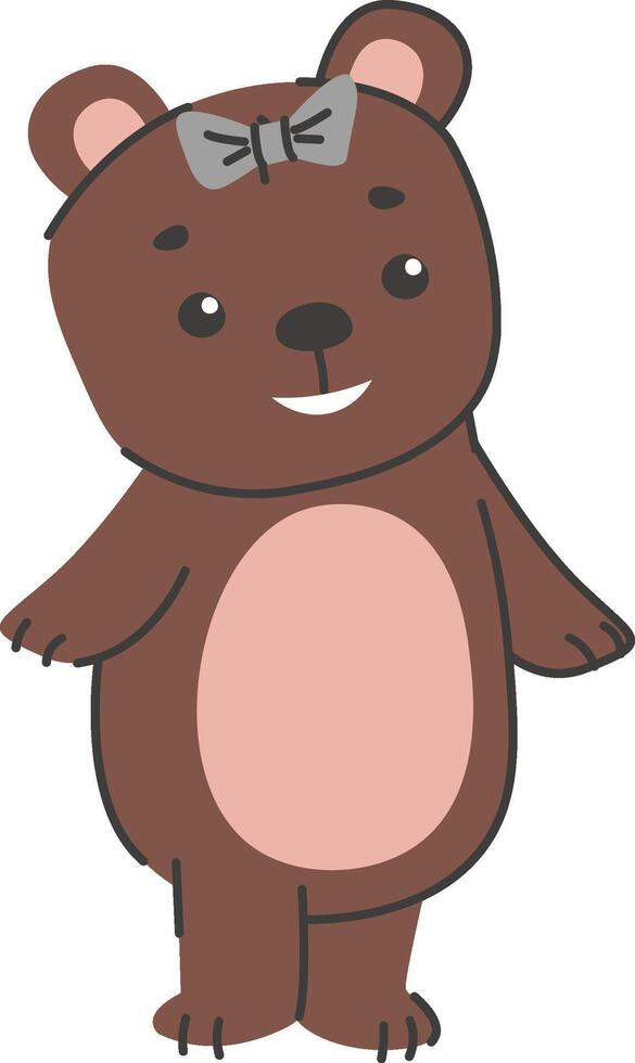 Adorable Bear Cub with Bow vector