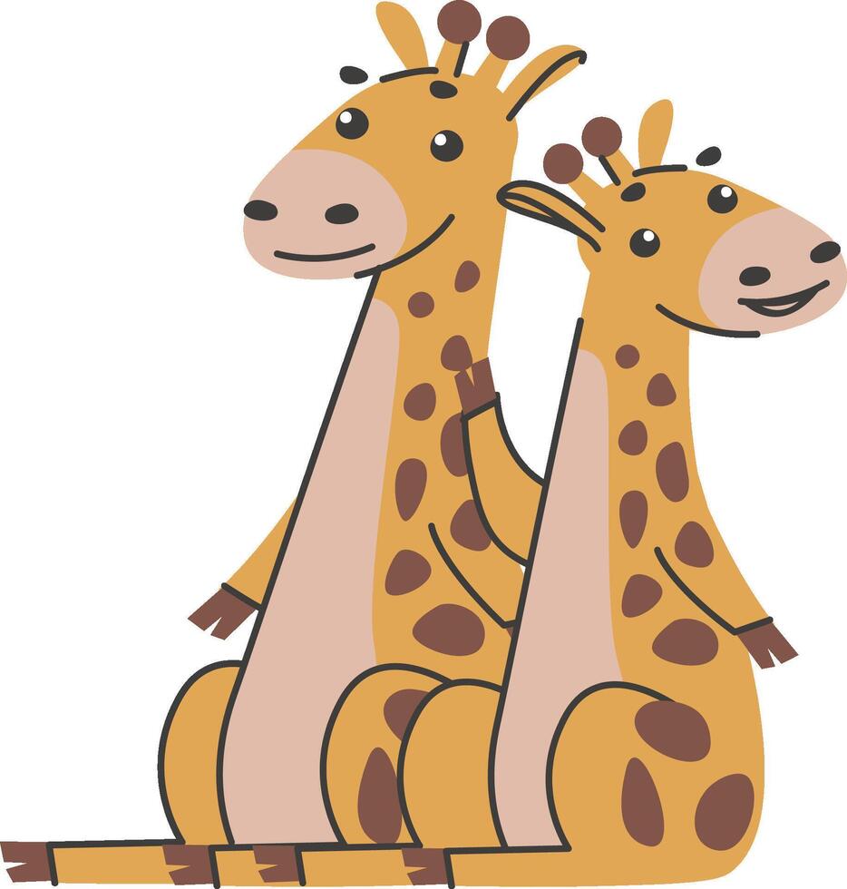 Two Giraffes Cartoon Clipart vector
